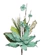 Set of 12 Lavish Teal & Gold Glitter Poinsettia Floral Picks 17"