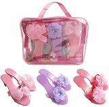 Dress Up Shoes - Fancy Flower and Ribbon Shoe Collection (3 Pairs) with Easy Carry Bag