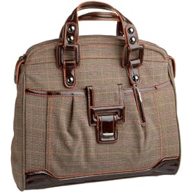 Cross Town AC189-5 Ladies Computer Bag Collection Fulham Slim Brief with Complimentary Mini Pen In Pen Charm Sleeve (Brown Plaid)