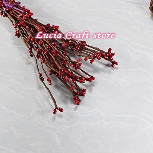 12pcs 40cm Length PIP Berry Stem for Wreath (Red)