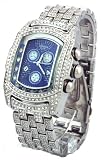 Geneva Elite Men's Iced Out Ultra Lupah Watch with Moving Stones Model 2547 Sil