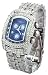 Geneva Elite Men's Iced Out Ultra Lupah Watch with Moving Stones Model 2547 Sil