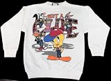 Youth Large (Lg.) White Looney Tunes Sweatshirt "Get a Clue"