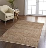 Homescapes Madras Leather Hemp Rug – Natural – 5 x 8 ft