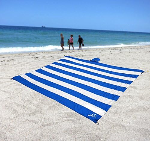 Just Relax Parachute Nylon Multipurpose Travel Sheet, Great for Beach, Picnics, Concerts, Backyards, Tanning, Camping , 7x7 Feet (Blue-White)