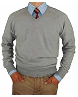 Luciano Natazzi V-Neck Merino Wool Sweater Soft Like Cashmere Trim Fit
