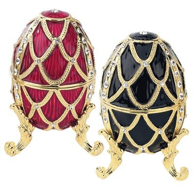 Design Toscano FH9877 Golden Trellis Faberge Style Enameled Eggs: Set of Rouge & Ebene