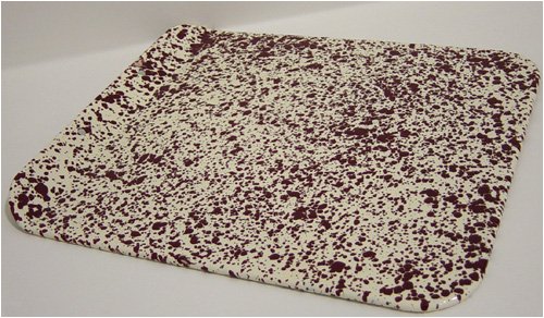 Best Price Enamelware Cookie Sheet, Burgundy on Cream Marble