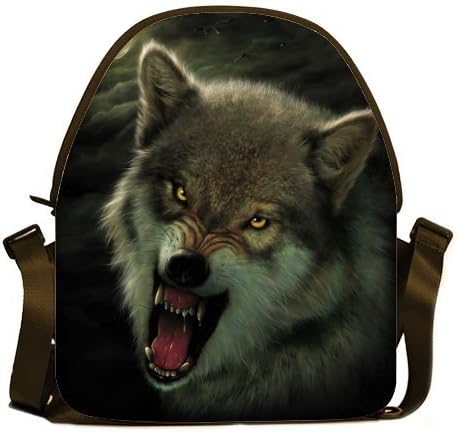 DailyLifeDepot Generic Personalized Authentic Wolf Hawl Cool Head Close Up Design Messenger Bag Brown ( Small )