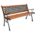 3 SEATER WOODEN GARDEN BENCH SEAT CAST IRON LEGS WOOD FURNITURE