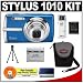 Olympus Stylus 1010 10.1MP Digital Camera with 7x Optical Zoom (Blue) + Spare Li-50B Battery + Card Reader + Compact Padded Camera Case