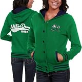 NCAA Notre Dame Fighting Irish Ladies Green Varsity Blues Full Button Hoodie Sweatshirt (Small)
