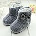 DZT1968 Baby Girl Soft Anti Slip Sole Knit Cotton Bowknot Shoes Snow Boots Socks (6~12 Months, Gray)