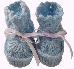 Handmade Baby Booties in Pastel Blue (100% Crocheted by Hand) [Apparel]