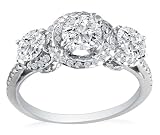 14k White Gold Micro Pave Diamond 3-Stone Ring