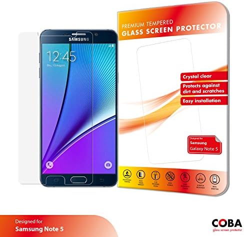 Samsung Galaxy Note 5 Screen Protector, Coba 0.3mm Tempered Glass Protector - Anti-Scratch, Fingerprint Free Oleophobic Coating, HD Ultra Clear (1 Pack, Lifetime Warranty)