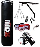 MADX 5ft Filled Heavy Punch Bag black Set,Chain,Bracket,Gloves,Rope