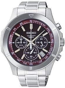 Seiko Chronograph Black Dial Stainless Steel Mens Watch Watch SSB101