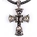 Qiyun (TM) Black Leather Rope Cord Tibet Silver Cross Faith Pendant Sautoir Necklace