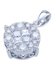 1 cttw 14k White Gold Diamond Round and Princess Cut Invisible Set Circle Pendant (Real Diamonds: 1 cttw)
