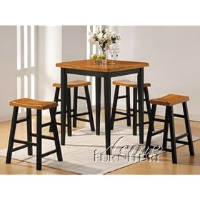 Acme Oak Bk 5Pc Cntr Set, 36Square Top