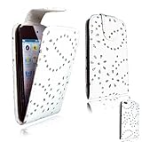 FOR Apple Ipod Touch Itouch 4 4g with Camera White Glitter Diamond Leather Flip Open Case Cover Pouch By Cellularvilla