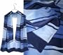ULRIKE Oblong Crepe de Chine Silk Scarf - Zigzag design in navy, cobalt and sky blue bands.