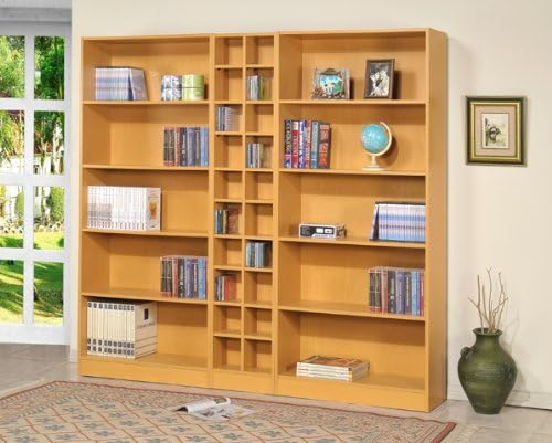5-tier Bookcase with Cd/dvd Shelves Golden Beech Finish