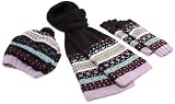 La Fiorentina Women's Chunky Knit Fairisle 3 Piece Set,Black Multi,One Size