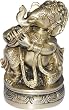 Religious Gifts Sitting Ganesha Brass Statues Playing Conch Shell 2.5 x 2.5 x 4 inches