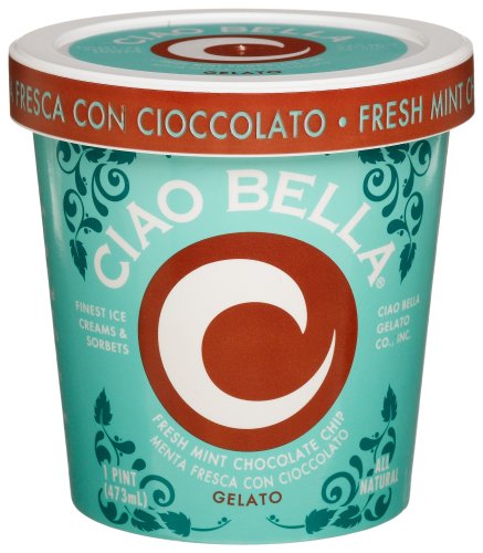 Ciao Bella Fresh Mint With Chocolate Chip Gelato, 16-Ounce Cups (Pack of 4) by CIAO BELLA