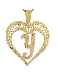 10k Real Gold Filigree Beautiful Heart Letter Y Initial 2.92cm Slide Pendant