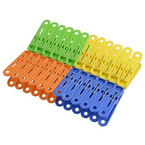 Assorted Colors Nonslip Grips Clothespins Clothes Clips Pegs(24 Pcs)