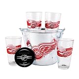 Detroit Red Wings Pint Glasses and Beer Bucket Set | Detroit Red Wings Gift Set