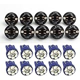 Partsam 10 Pack PC168 T10 Twist Lock Blue T10 168 Led Cluster Gauge Dash Light Bulb+ 10 Pcs Amber Mini bulb