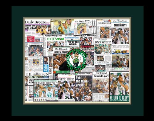 Boston Celtics 2008 Championship Newspaper Collage 11x14" Framed/matted