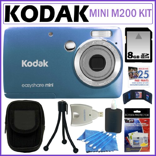 Kodak EasyShare Mini M200 10mp Digital Camera with 3x Optical Zoom and 2.5-Inch LCD in Blue + 8GB Accessory Kit
