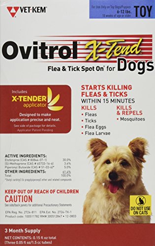 Vet-Kem Ovitrol 3-Pack X-Tend Pest Control Spot on for Dog Toy, 6 to 12-Pound Vet-Kem Ovitrol 3-Pack X-Tend Pest Control Spot on for Dog Toy, 6 to 12-Pound
