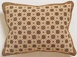 IMAGE OF Feng Shui Symmetrical Brown and Gold Flowers with Bronze Dots with Bronze/Olive Framing Embroidered Throw Pillow Free Shipping!