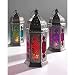 Moroccan Style Glass Lamp Lantern, Coloured Glass and Iron, Fairly Traded, in shades of Pink and Purple