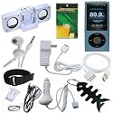 TPA- 12 Items Accessory Bundle Combo for Apple Ipod Nano 5th Generation 8gb, 16gb Series Including: Blue Silicone Skin Case , USB 2in1 Data Sync Cable, Car Charger, Wall / Travel / AC Adapter Charger, Portable Foldable Speaker Dock, Armband, Belt Clip, Lanyard, Screen Protector, 3.5mm~3.5mm Straight Audio cable, 3.5mm White In-Ear Stereo Headset and Fishbone style Keychain
