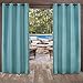 Exclusive Home Curtains Delano Heavyweight Textured Indoor/Outdoor Window Curtain Panel Pair with Grommet Top, 54x84, Teal, 2 Piece