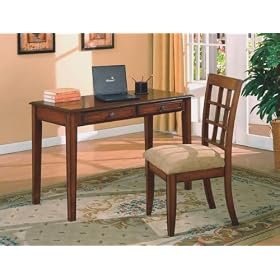 Secretary Writing Desk in Dirty Oak Finish with Chair by Crown Mark
