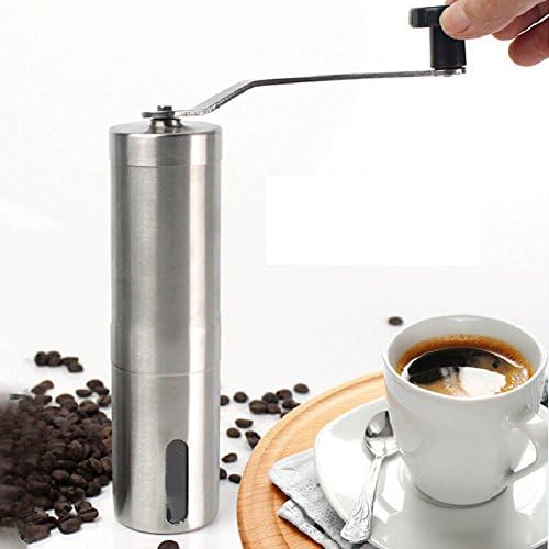 Manual Coffee Grinder with Ceramic Burr - High Quality Hand Coffee Burr Hand Coffee Mill with Precision Conical Burr, Adjustable, Portable, Stainless Steel, Slim Design By Sharewings