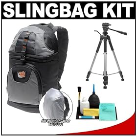 Aktiv Pak AP200 All-Weather Sling Digital SLR Camera Backpack Case (Black) with + Tripod + Accessory Kit for Nikon D3100, D3200, D5000, D5100, D7000, D700, D800, D4 Digital SLR Cameras
