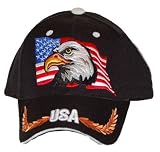 NEW AMERICAN EAGLE AND US FLAG BLACK HAT