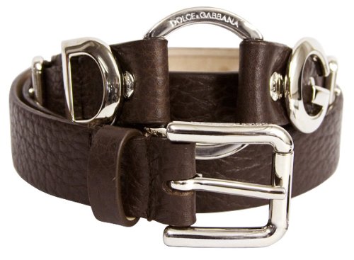Dolce & Gabbana 85cm Brown Pebbled Leather O-ring Detailed Belt BC1572-A1864-80048-85