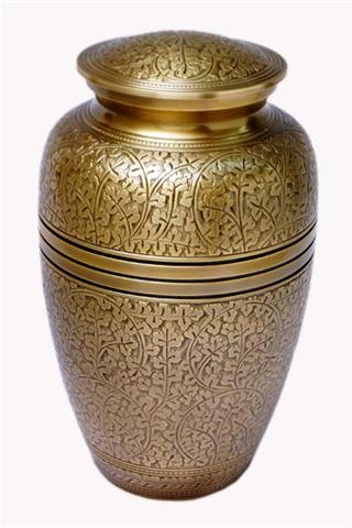 Cremation Ashes Urn Brass Engraved - FREE SHIPPING