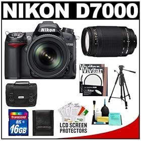 Nikon D7000 Digital SLR Camera & 18-105mm VR + 70-300mm Lens + 16GB Card + Filters + Case + Tripod + Accessory Kit