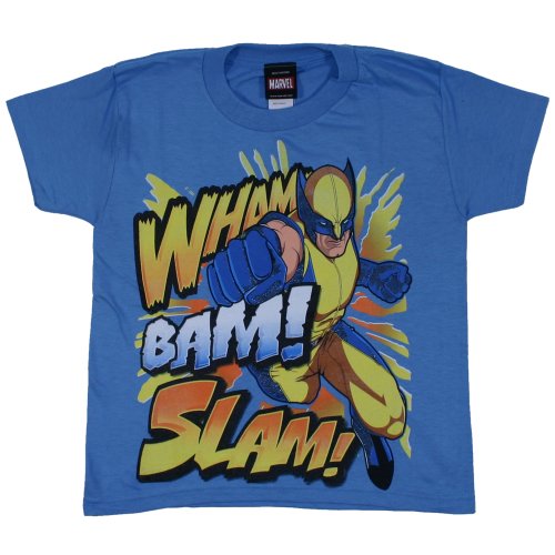  : MARVEL WOLVERINE "WHAM SLAM" Licensed Carolina Blue Juvy T-Shirt